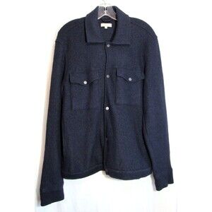 Moss Bros Navy Blue Wool Blend Snap Down Long Sleeve Shacket Jacket Size M EUC